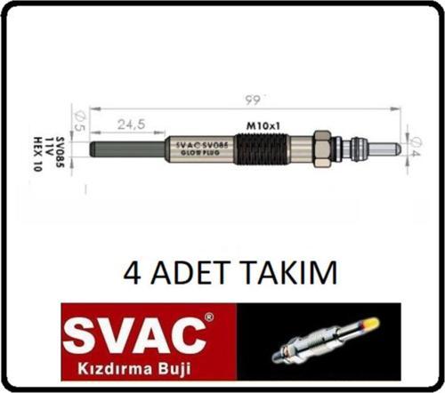 Kızdırma Bujisi Renault Clio Megane Kangoo 1.9d Motor -sv085-4 Adet - Takım