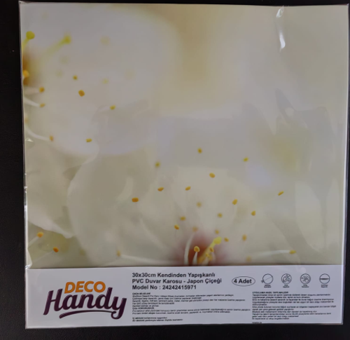 Büro Ev Ofis Dekoru için 4ADET 30x30CM Japon Çiçeği Pvc Duvar Karosu