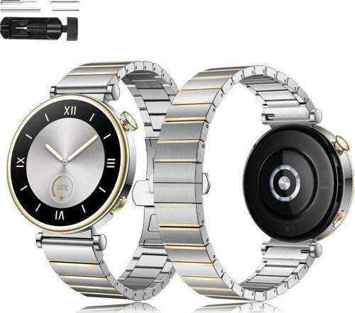 Huawei Watch GT5 41mm İle Uyumlu Renk Detaylı 18mm Paslanmaz Çelik Metal Kordon Kayış