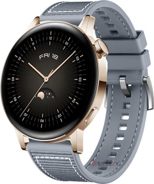 Huawei Watch GT 2 Elegant-Classic 42mm Uyumlu 20mm Dikiş Desenli Dokuma Silikon Kordon