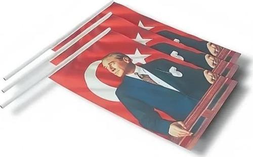 30x45 cm Sopalı Kumaş Atatürk Bayrağı