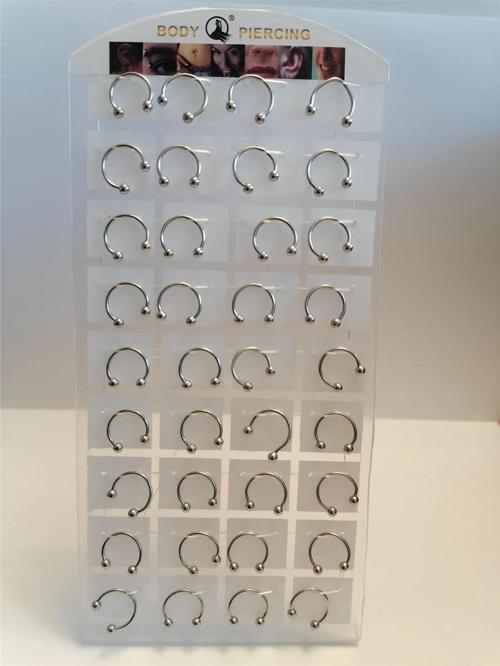 36 Adet Birden Halka Gümüş Renk Piercing