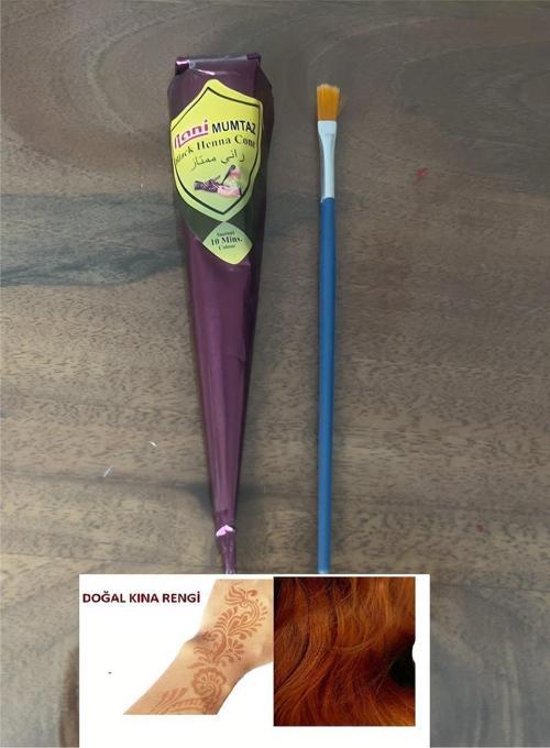Doğal Kına Rengi Jumbo boy 50 Gram 1 Koni Kına ve Fırça