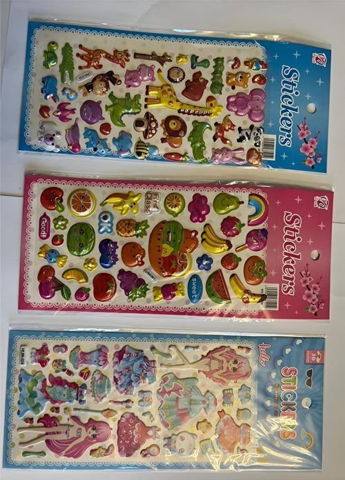Eğitici Çocuk Sticker Etiket Oyunu 3 Kartela Birden Hayvan Meyve Ve Elbise Serisi