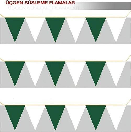 Çam Yeşil Beyaz Üçgen Flama 18x20 cm