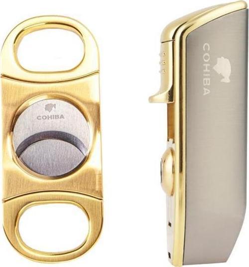 3 Torch Pürmüz Gunmetal Çakmak ve Gold Kesici Seti