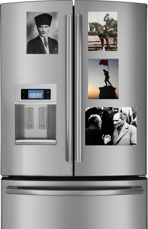 Atatürk Resimli Buzdolabı Süsü Magnet 4 Adet 19,5 x 14,5