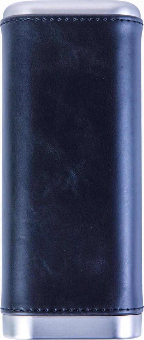 Siyah-Gümüş Üçlü Deri Puro Kılıfı