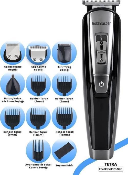 Tetra 11 In 1 Islak Kuru Hızlı Şarj Lityum Batarya Çelik Bıçaklı Taşıma Kılıflı Erkek Bakım Seti
