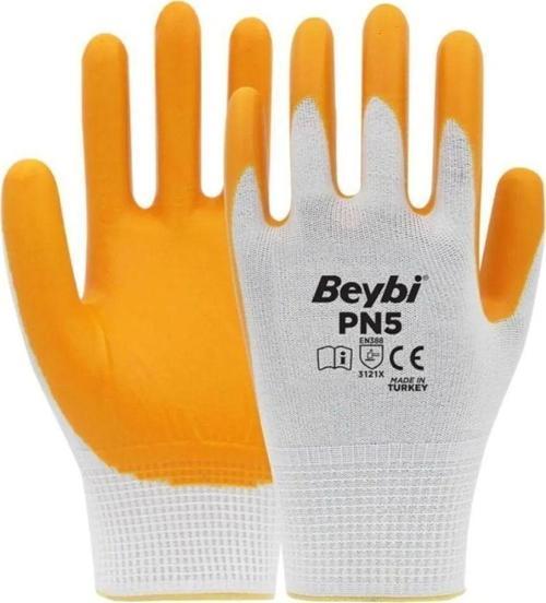 Pn5 Polyester Örme Nitril Kaplı Sarı Iş Eldiveni gri