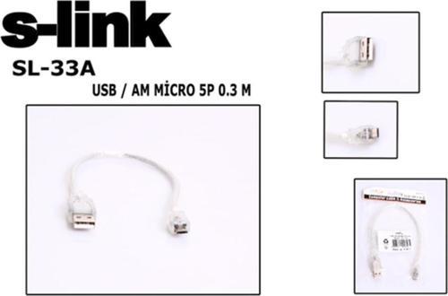 S-Lınk S Link Sl 33A 0.3M Usb Am Mıcro5P Kablosu beyaz