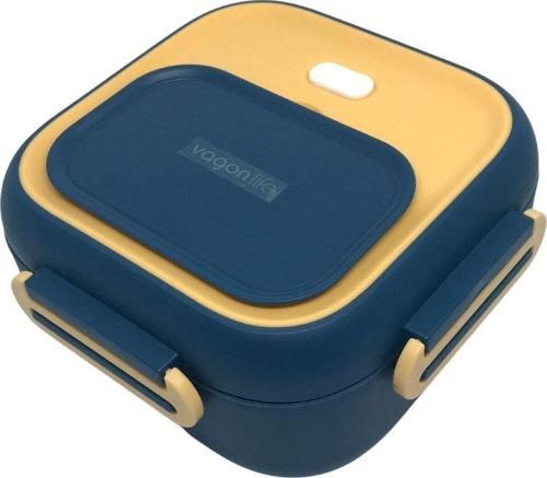 Bento 500Ml Lunchbox Yeni Koleksiyon Tek Katlı Çelik Sefer Tası Yemek Kutusu Lacivert-Sarı