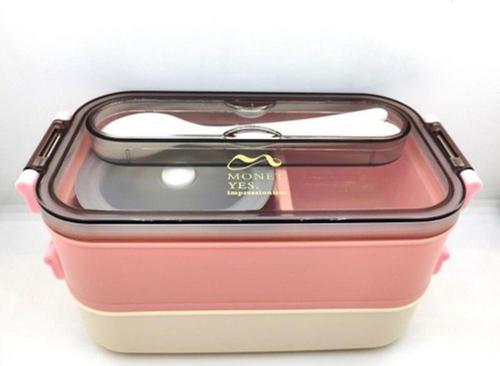 Çift Kat Paslanmaz Yemek Kabı Saklama Kabı Gıda Kabı 1500 Ml Pembe Xc-465 pembe