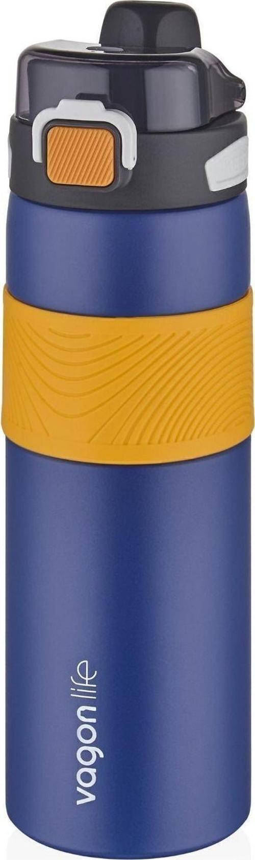 Çelik Termos 800 Ml Büyük Boy Tek Kapak Çift Kullanım Pipetli/Rahat İçim Kaydırmaz Gövde MAVİ