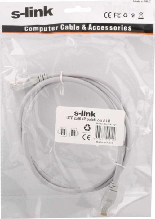 S-Lınk Sl-Cat601 Cat6 1Mt Gri Utp Patch Kablo 
