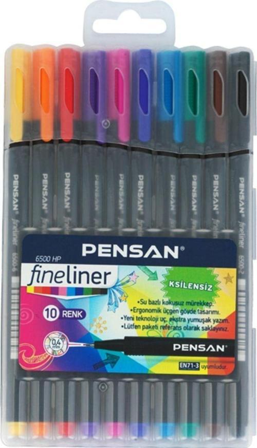 Fineliner 0.4 Mm 10 Lu Plastik Kutulu 6500 Hp 1 Paket 120 Adet Renkli