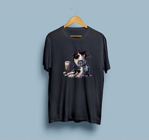 Oversize Köpek Gözlük ve Milkshake Tasarım unisex t-shirt