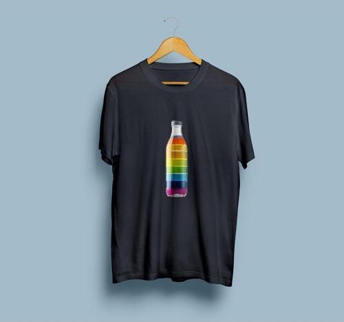 Oversize Renkli / Gökkuşağı Pet Şişe tasarım unisex T-shirt