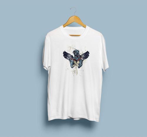 Oversize Silahlı melek Tasarım unisex T-shirt