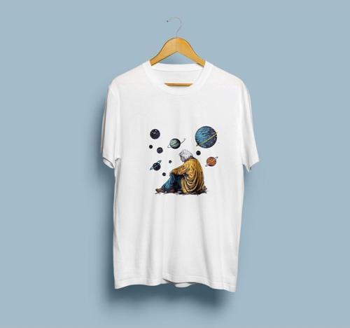Oversize Astronomi / Gezegenler Tasarım unisex T-shirt
