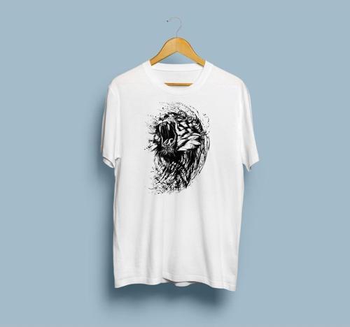 Oversize Siyah Aslan Tasarım unisex T-shirt