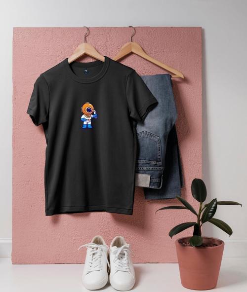 Oversize Kuş Besleyen Mini Dalgıç tasarım unisex T-shirt