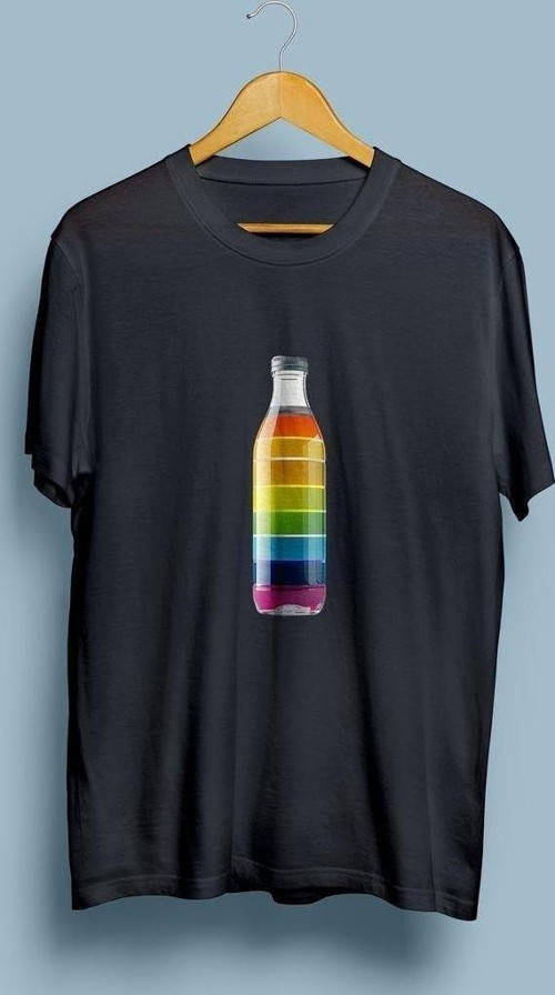 Oversize Renkli / Gökkuşağı Pet Şişe tasarım unisex T-shirt