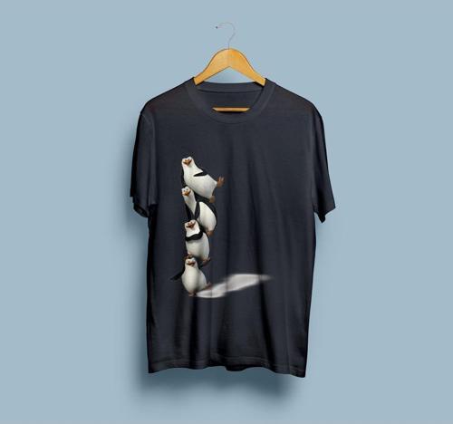 Oversize Madagaskar Penguen Tasarım unisex T-shirt
