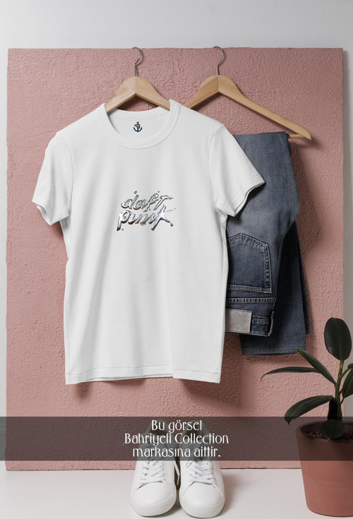 Oversize Daft Punk Logo Tasarımlı Unisex T-Shirt