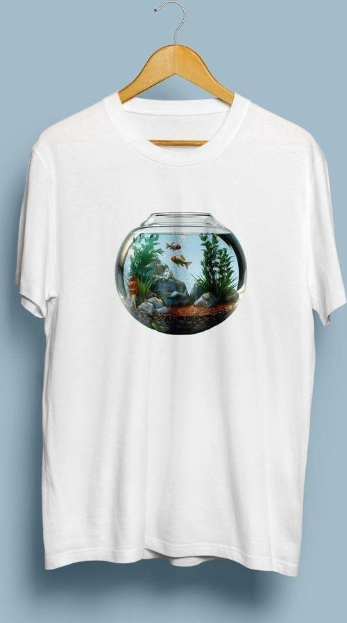 Oversize Akvaryum ve Balıklar Tasarım unisex T-shirt
