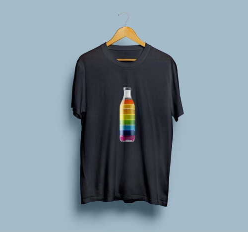 Oversize Renkli / Gökkuşağı Pet Şişe tasarım unisex T-shirt
