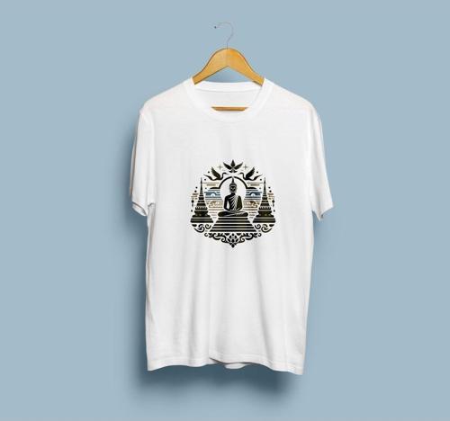 Oversize Budizm / Buddha Tapınak tasarım unisex T-shirt