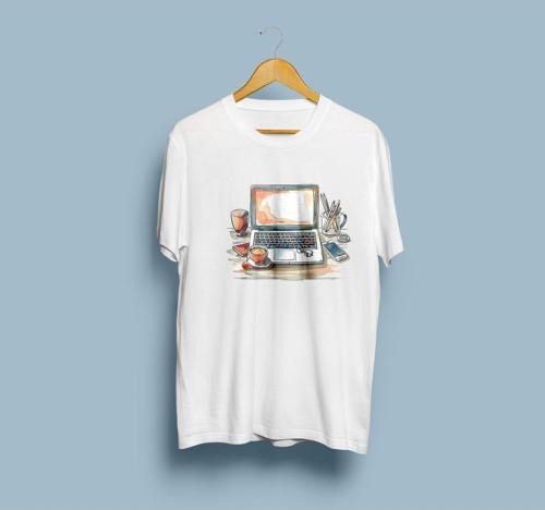 Oversize Kahve / Cep telefonu / Laptop tasarım unisex T-shirt