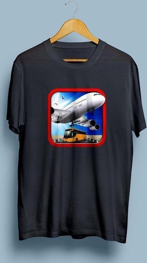 Oversize Yolcu Uçağı ve Yolcu otobüsü tasarım unisex T-shirt