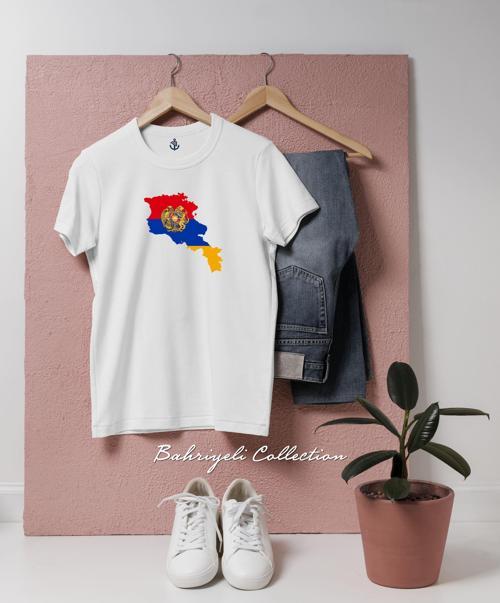 Oversize ermenistan haritası Tasarımlı Unisex T-Shirt