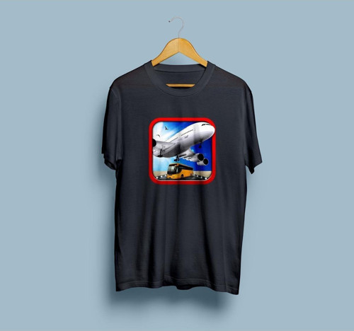 Oversize Yolcu Uçağı ve Yolcu otobüsü tasarım unisex T-shirt
