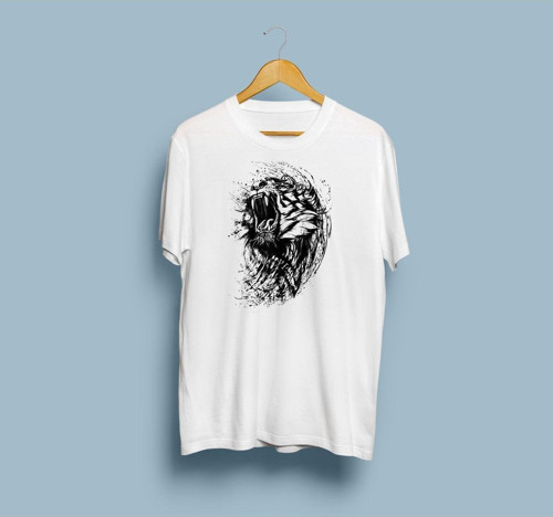 Oversize Siyah Aslan Tasarım unisex T-shirt
