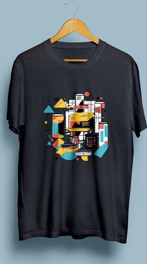 Oversize Geometrik Desenler Tasarım unisex T-shirt