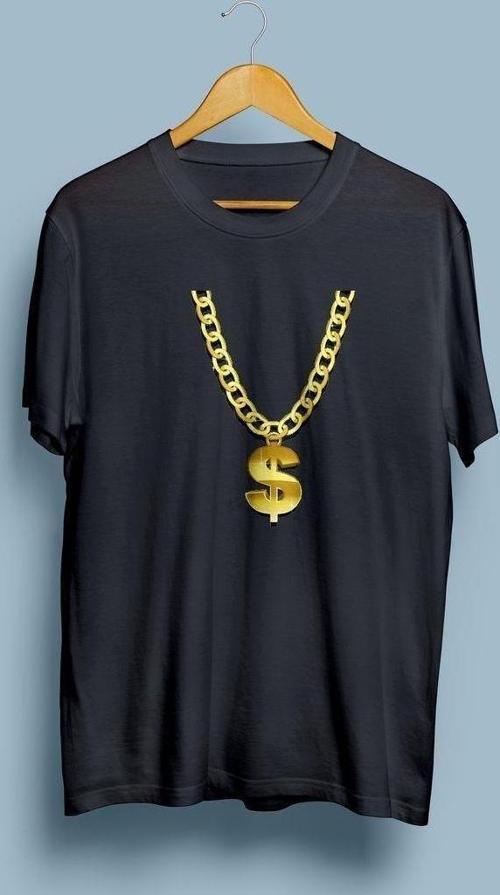Oversize Altın rengi Dolar Kolye Tasarım unisex T-shirt