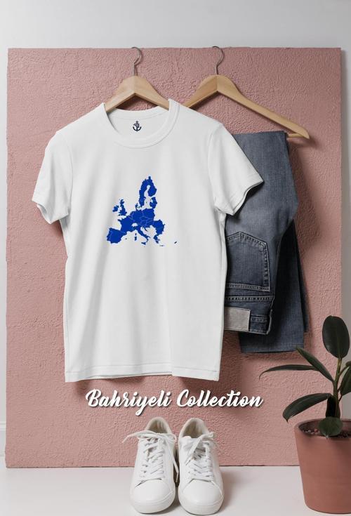Oversize Schengen Ülkeleri Haritası  Tasarımlı Unisex T-Shirt
