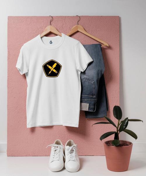 Oversize Mermi ve Elektrik Logo Unisex T-shirt