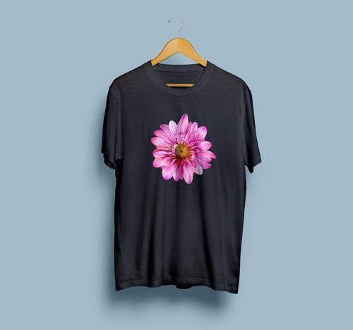 Oversize Pembe Mona Lisa Çiçeği tasarım unisex T-shirt