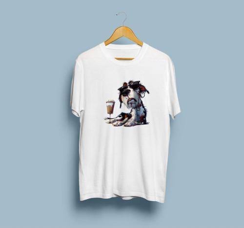 Oversize Köpek Gözlük ve Milkshake Tasarım unisex t-shirt