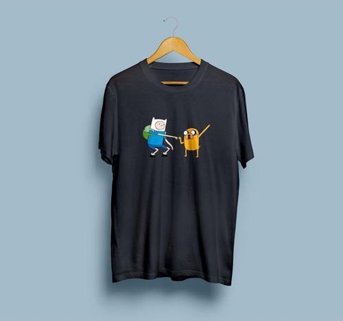 Oversize Adventure Time Finn ve Jake Tasarım Unisex T-Shirt
