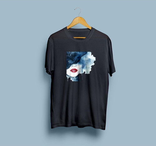 Oversize Kadın ve Kadın dudakları çizim unisex T-shirt