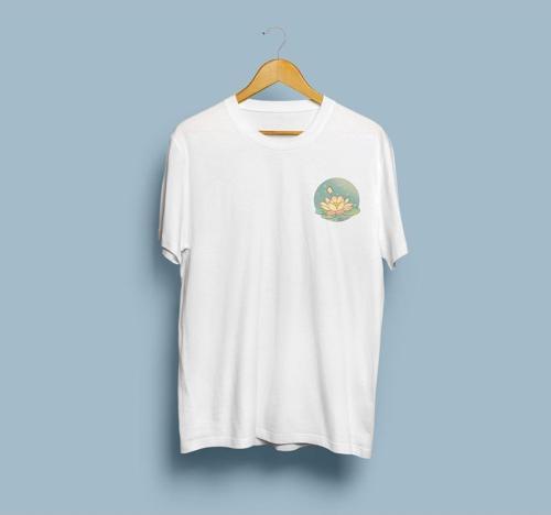 Oversize Lotus Çiçeği cep tasarım unisex T-shirt