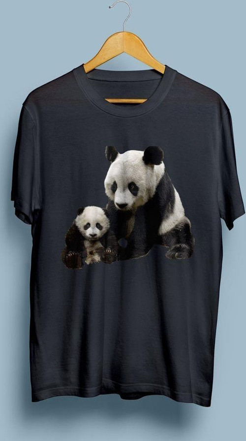 Oversize Panda Ailesi tasarım unisex T-shirt