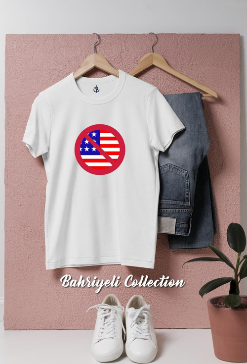 Oversize Anti Amerika Tasarımlı Unisex T-Shirt
