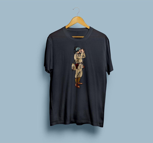 Oversize İtalyan Askeri Baskılı Unisex T-Shirt