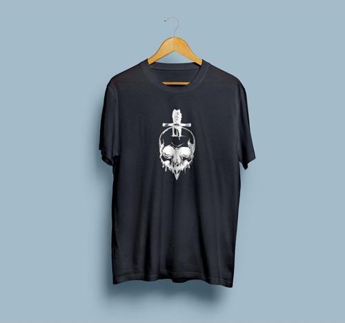 Oversize Kurukafa ve Bıçak Tasarım Unisex T-shirt